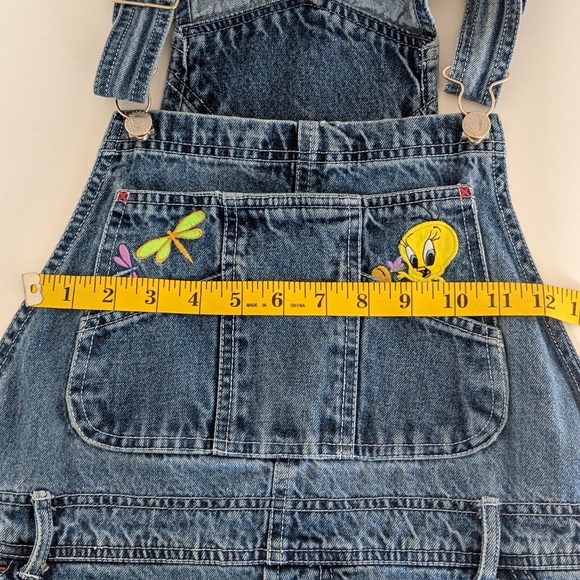 Vintage Tweety Bib Denim Overalls Shorts - Picture 10 of 14